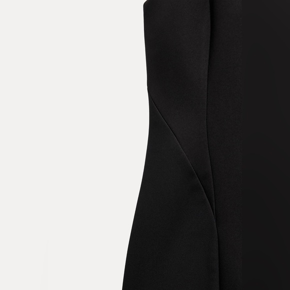 NWT. Zara Black Maxi Bow Velvet Short V-Neck Dress. Size M. - Picture 10 of 15